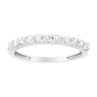 .925 Sterling Silver 1/2 Cttw Shared Prong-Set Brilliant Round-Cut Diamond 11 Stone Band Ring (I-J Color, Si2-I1 Clarity) - Size 6