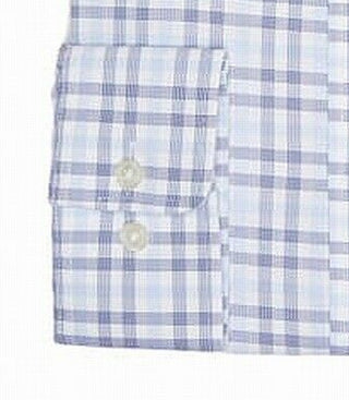 Tommy Hilfiger Men's Fitted Performance Stretch Blue Check Dress Shirt Navy Size 34-35