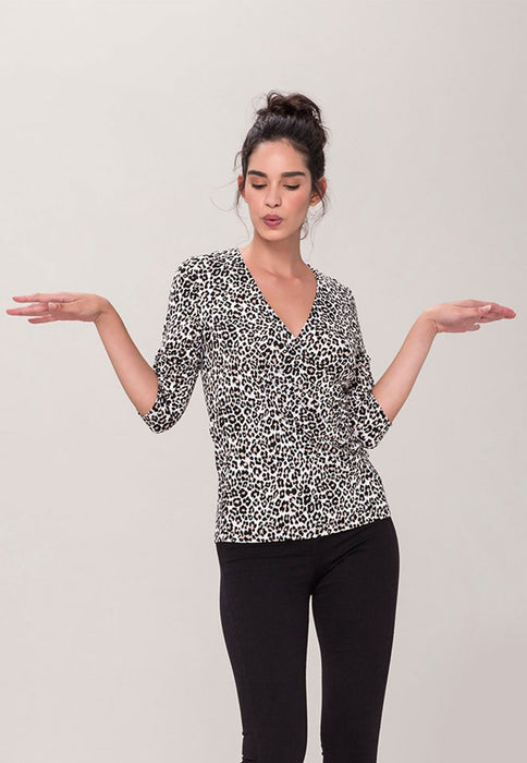 Leota Women's Rouched Wrap Top Brown