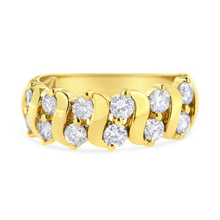 10K Yellow Gold 1.00 Cttw S Link Two Row Diamond Band Ring (K-L Color, I1-I2 Clarity) - Size 6