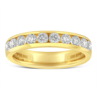 18K Yellow Gold Diamond Wedding Band Ring (1 Cttw, H-I Color, Si2-I1 Clarity) - Size 7