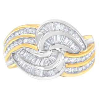 10Kt Two-Toned Gold Diamond Bypass Ring (1 Cttw, H-I Color, Si1-Si2 Clarity)