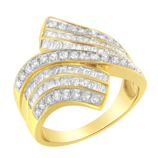 10K Yellow Gold Diamond Bypass Ring (1 1/7 Cttw, I-J Color, I1-I2 Clarity) - Size 10