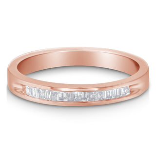 10K Rose Gold Over .925 Sterling Silver 1/5 Cttw Diamond Channel-Set Stackable Band Ring (H-I Color, I1-I2 Clarity) - Size 7 1/4