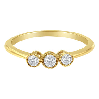 10K Yellow Gold Plated .925 Sterling Silver 3 Stone Diamond Ring (1/4 Cttw, J-K Color, I2-I3 Clarity) - Size 7-1/2