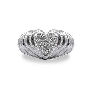 .925 Sterling Silver 1/6 Cttw Round Diamond "Heartbeat" Heart Band Ring (I-J Color, I3 Clarity) - Size 8