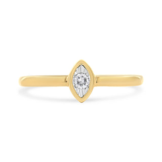 14K Yellow Gold Plated Sterling Silver 1/20 Cttw Miracle Set Diamond Ring (J-K Color, I1-I2 Clarity) - Size 8