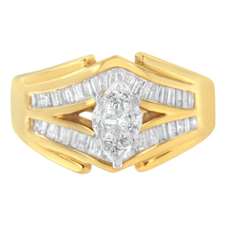 14Kt Two-Toned Gold Diamond Cocktail Ring (1 Cttw, H-I Color, Si1-Si2 Clarity)