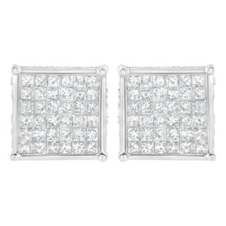 10K White Gold 2Ct Tdw Princess-Cut Composite Diamond Stud Earring (I-J ,I2-I3)