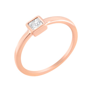 14K Rose Gold Plated .925 Sterling Silver 1/20 Cttw Miracle Set Diamond Promise Ring (J-K Color, I1-I2 Clarity) - Size 8