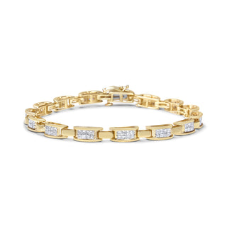 14K Yellow Gold Princess-Cut Diamond Links Of Love Bracelet (2.00 Cttw, H-I Color, Si2-I1 Clarity)