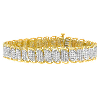 10K Yellow Gold Round Cut Diamond Ring Bracelet (3.00 Cttw, J-K Color, I2-I3 Clarity)