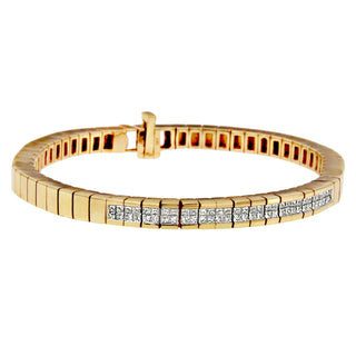 14K Yellow Gold Princess-Cut Diamond Banded Bracelet (1.10 Cttw, G-H Color, Si1-Si2 Clarity)