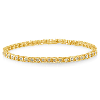 10K Yellow Gold Over .925 Sterling Silver 1.0 Cttw Diamond Miracle Tennis Bracelet (I-J Color, I3 Clarity) - 7"