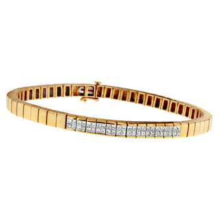 14K Yellow Gold Princess Cut Diamond Banded Bracelet (1.00 Cttw, G-H Color, Vs1-Vs2 Clarity)