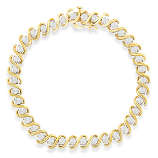 Yellow Plated Sterling Silver Round-Cut Diamond Bracelet (0.5 Cttw, H-I Color, I2-I3 Clarity)