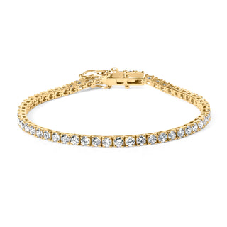 14K Yellow Gold Plated .925 Sterling Silver 5.00 Cttw 4-Prong Set Brilliant Round-Cut Diamond Classic Tennis Bracelet (J-K Color, I2-I3 Clarity) - Size 7.25"