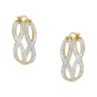 10K Yellow And White Gold 1/4 Cttw Diamond Double Infinity Hoop Earrings (I-J Clarity, I1-I2 Color)