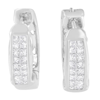 14K White Gold Princess Cut Diamond Earrings (0.57 Cttw, H-I Color, Si1-Si2 Clarity)