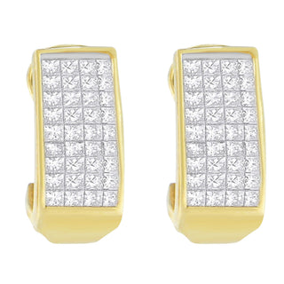 14K Yellow Gold 1 Cttw Princess Cut Diamond Earrings (H-I, Vs2-Si1)