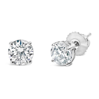 14K White Gold 1 1/2 Cttw Lab Grown Diamond Solitaire Stud Earrings With Screwbacks (F-G Color, Vs2-Si1 Clarity)