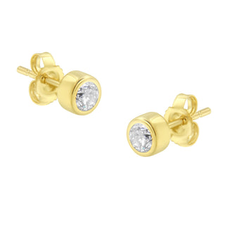 10K Yellow Gold 0.30 Cttw Round Brilliant-Cut Near Colorless Diamond Bezel-Set Stud Earrings (H-I Color, I1-I2 Clarity)