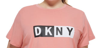 DKNY Women's Two Tone Logo Graphic T-Shirt Orange Size 3X