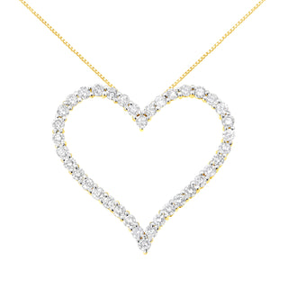 10K Yellow Gold Plated .925 Sterling Silver 3.0 Cttw Round-Cut Diamond Open Heart Pendant Necklace (J-K Color, I1-I2 Clarity) - 18"