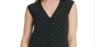 DKNY Women's Studded Sleeveless Top Black Size Medium