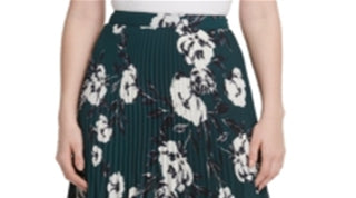 DKNY Women's Floral Print Pleated MIDI Skirt Green Size 10