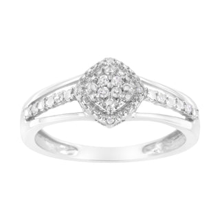 .925 Sterling Silver 1/10 Cttw Diamond Split Shank Promise Cocktail Ring (I-J Color, I1-I2 Clarity) - Size 8