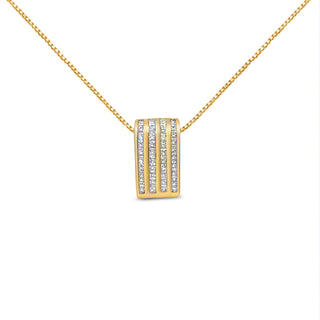 14K Yellow Gold 2 1/3 Cttw Princess Cut Diamond Block Pendant Necklace (H-I, Si1-Si2)