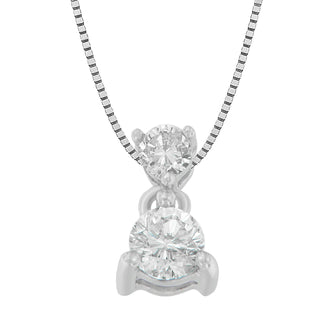 14K White Gold 1/2 Cttw Round Cut Diamond Pendant Necklace (I-J, I1-I2)