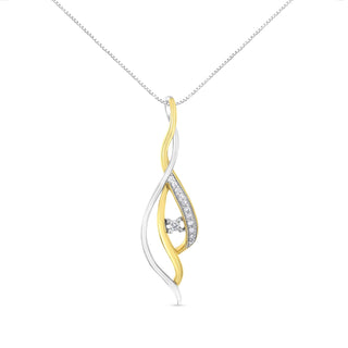 Espira 10K Two-Tone Gold Round Cut Diamond Cascade Pendant Necklace (1/10 Cttw, J-K Color, I2-I3 Clarity)