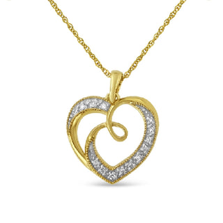 Yellow Plated .925 Sterling Silver 1/10 Cttw Diamond Heart Pendant Necklace (H-I, I2)