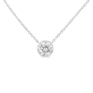 Sterling Silver Bezel-Set Diamond Solitaire Pendant Necklace (1/3 Cttw, H-I Color, I1-I2 Clarity)