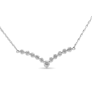 10K White Gold 1/2 Cttw Round-Cut Diamond "V" Shaped 18" Necklace (H-I Color, I1-I2 Clarity)