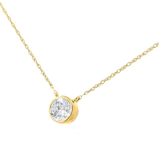 Ags Certified 10K Yellow Gold 1/10 Cttw Diamond Solitaire Pendant Necklace (G-H, Si2-I1)