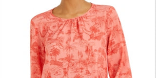 Marella Women's Printed Gathered Neck Top Print Pink Size 6