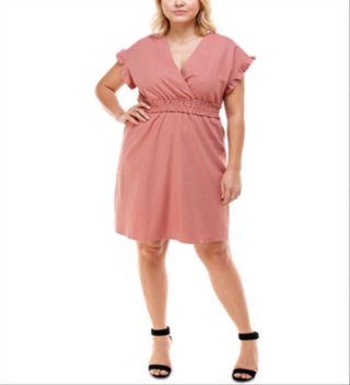 Monteau Women's Smocked Waist Dress Pink Size 2X