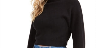 Lucy Paris Women's Cropped Mock Neck Sweater Black Size X-Small