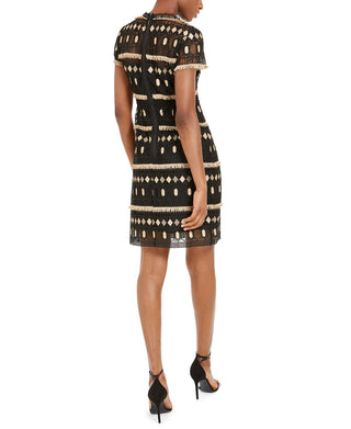 Nanette Lepore Women's Effortless Geo Lace Sheath Dress Brown Size 12