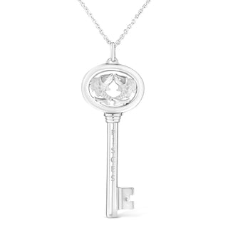 .925 Sterling Silver Diamond Accent Pisces Zodiac Key 18" Pendant Necklace (K-L Color, I1-I2 Clarity)