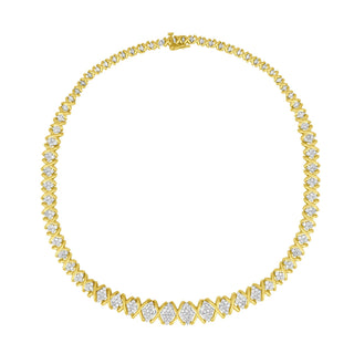 10K Yellow Gold 4 Cttw Brilliant Round-Cut Diamond Graduating Riviera Statement Necklace (H-I Color, I2-I3 Clarity)