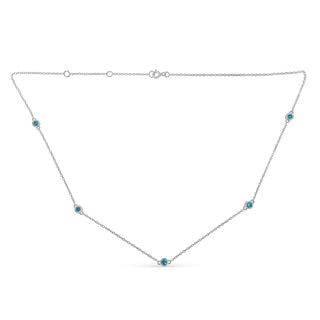 Sterling Silver Treated Diamond By Yard Necklace (1/2 Cttw, Blue Color, I2-I3 Clarity)