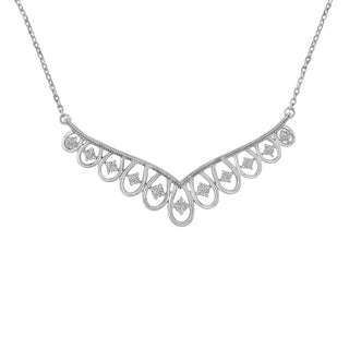 .925 Sterling Silver 1/10 Cttw Miracle-Set Diamond Chandelier Style 18" Necklace (I-J Color, I3 Clarity)