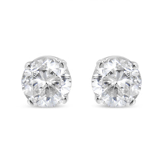 10K White Gold 1/3 Cttw Round Brilliant-Cut Near Colorless Diamond Classic 4-Prong Stud Earrings (H-I Color, I2-I3 Clarity)