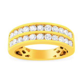 10K Yellow Gold Two-Row Diamond Band Ring (1 Cttw, J-K Color, I1-I2 Clarity) - Size 8