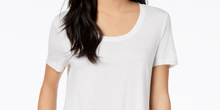 Maison Jules Women's Scoop Neck T-Shirt White Size Small