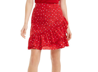 Maison Jules Women's Ruffled Pull-On Skirt Red Size X-Small